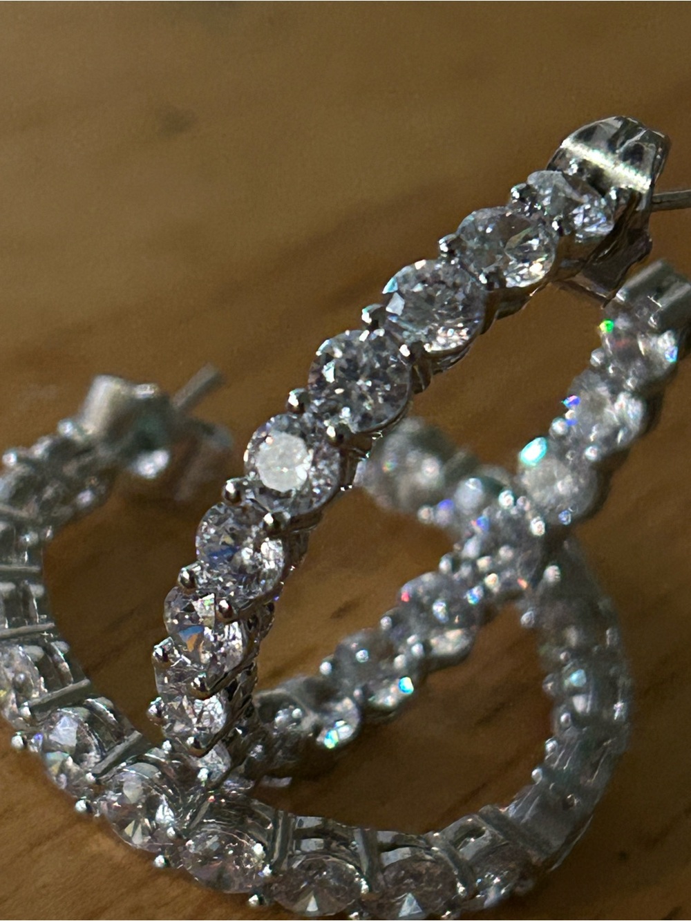 CZ Set Silver Hoop Earrings with butterfly backs